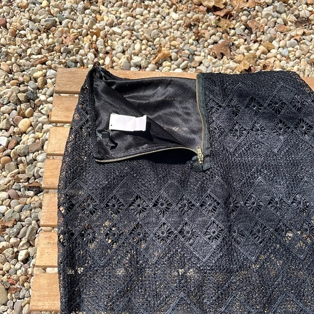 Blanc 409 Skirt Crochet Lace Skirt Black